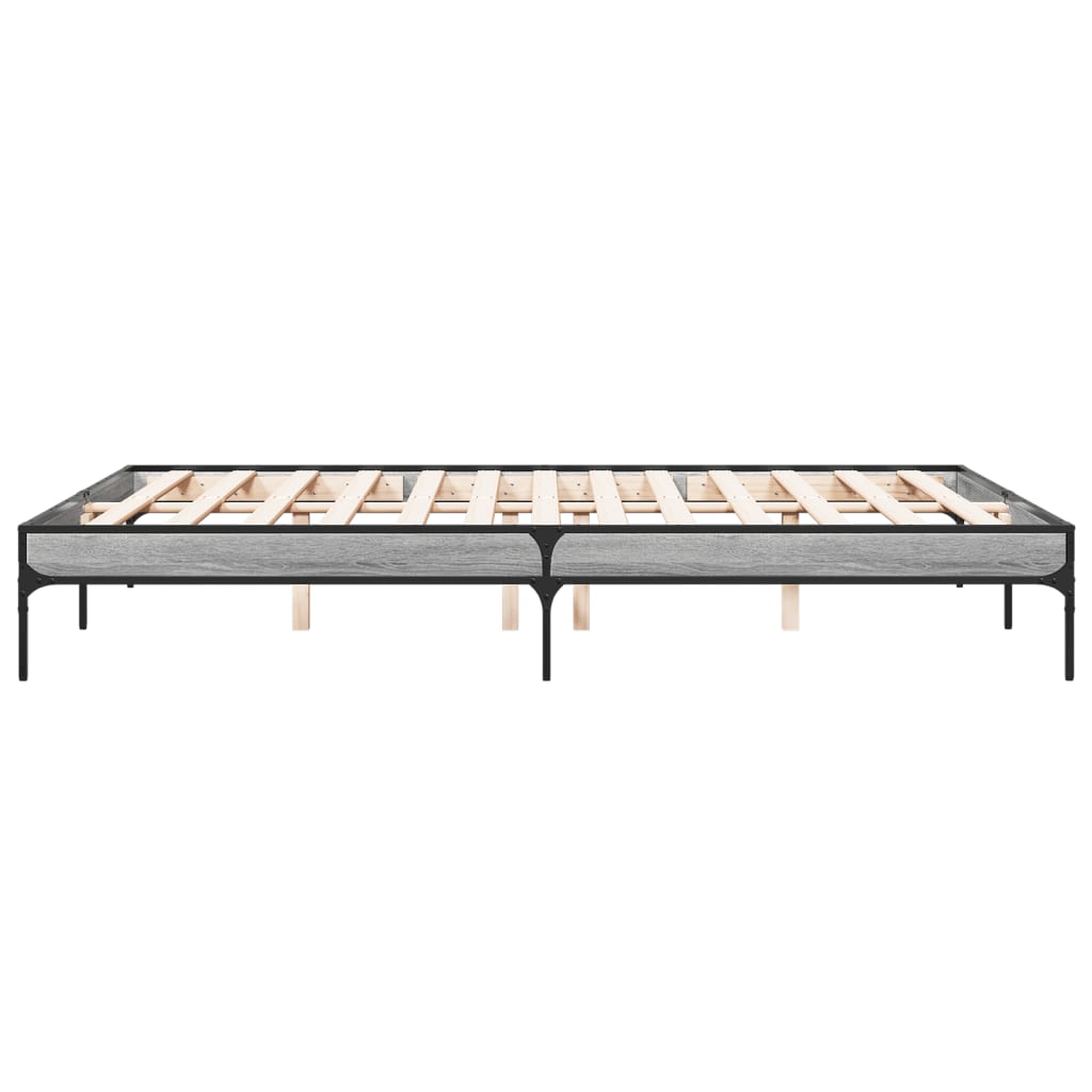 Bed Frame without Mattress Grey Sonoma 160x200 cm