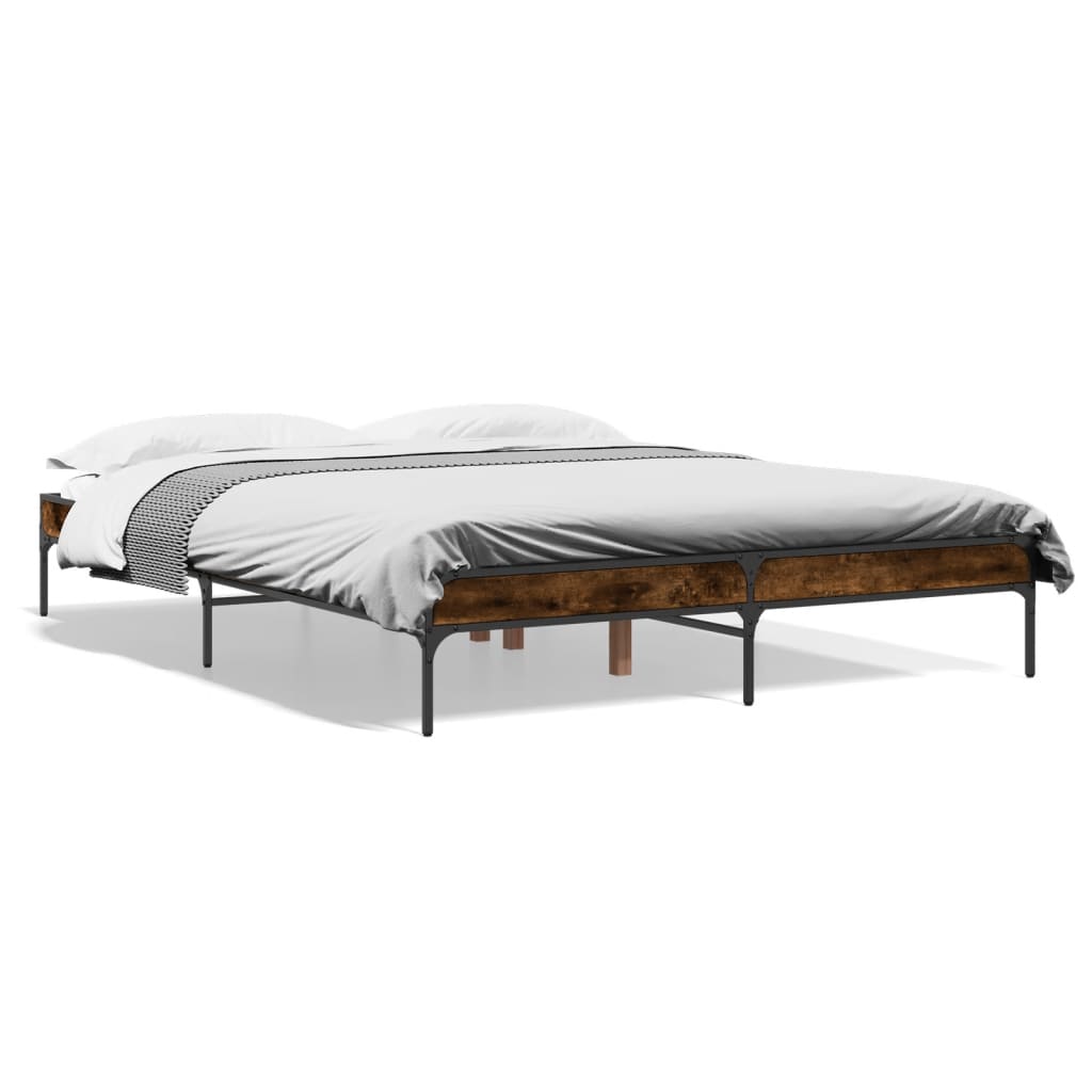 Bed Frame without Mattress Smoked Oak 140x200 cm
