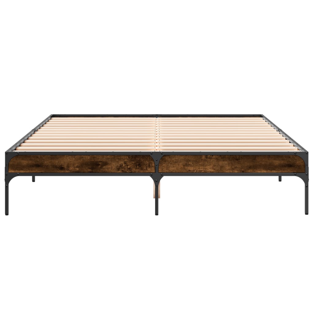 Bed Frame without Mattress Smoked Oak 140x200 cm