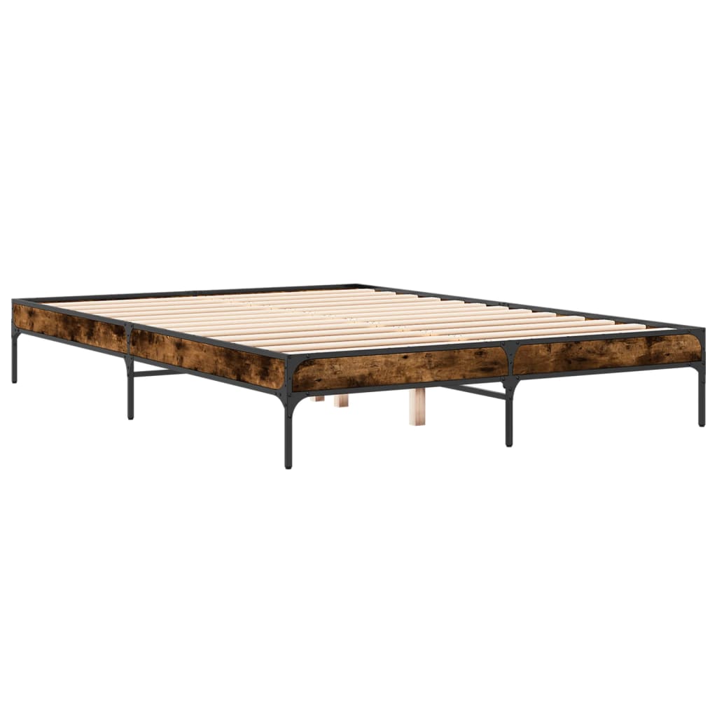 Bed Frame without Mattress Smoked Oak 140x200 cm