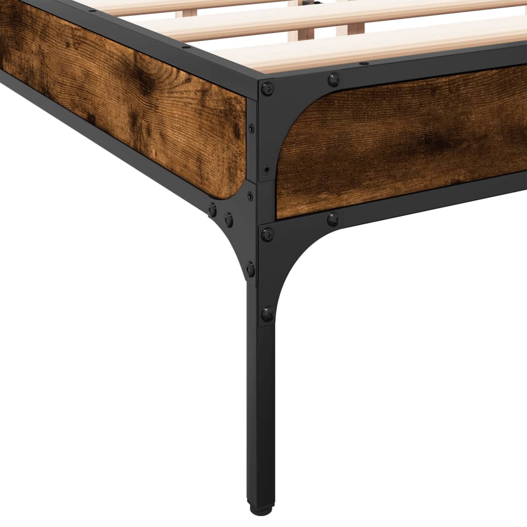 Bed Frame without Mattress Smoked Oak 140x200 cm