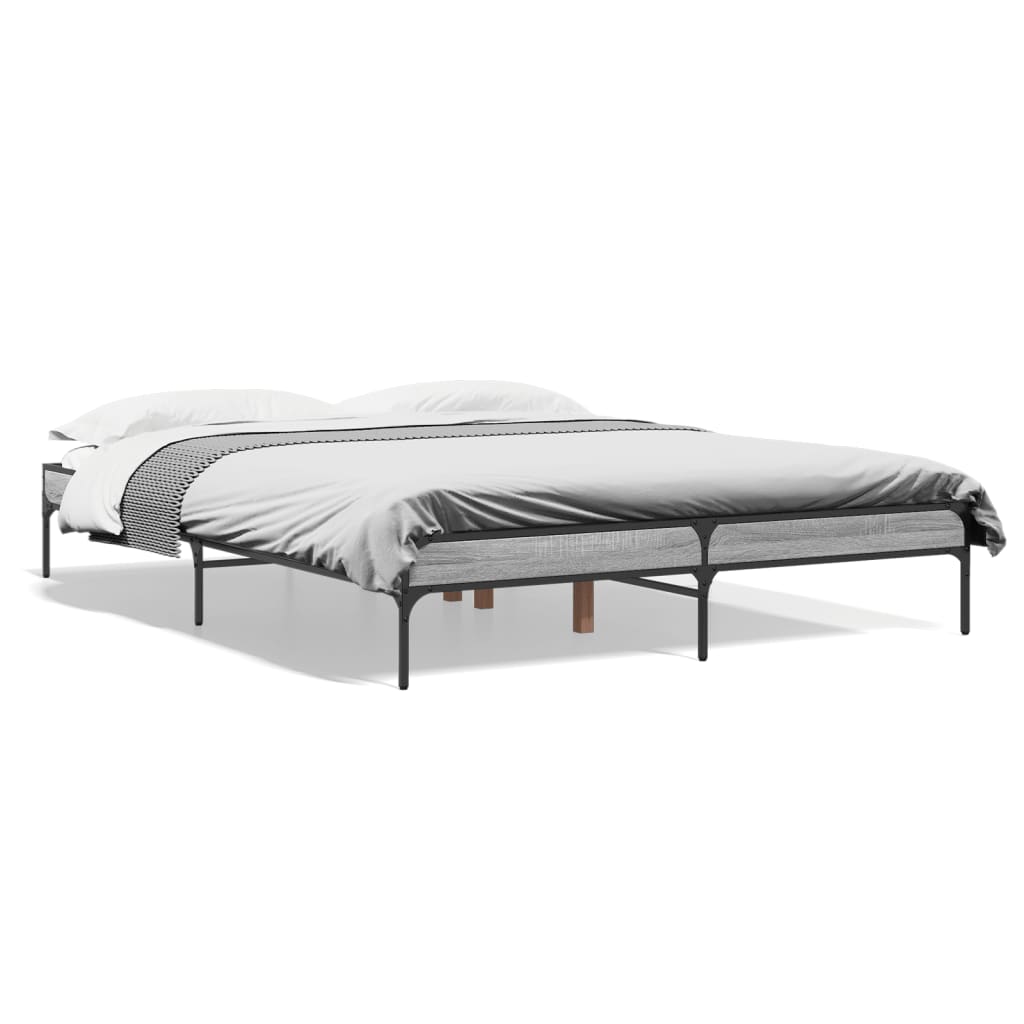 Bed Frame without Mattress Grey Sonoma 140x200 cm