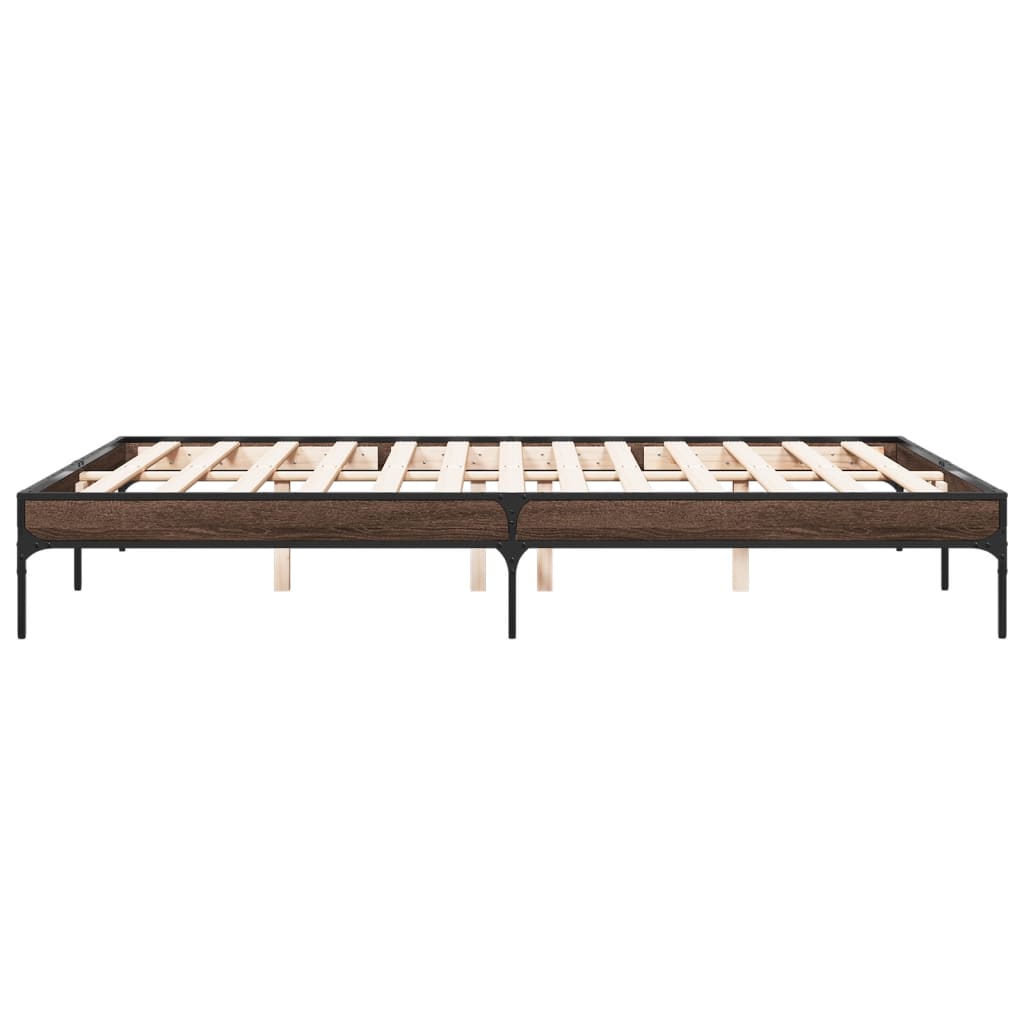 Bed Frame without Mattress Brown Oak 140x200 cm