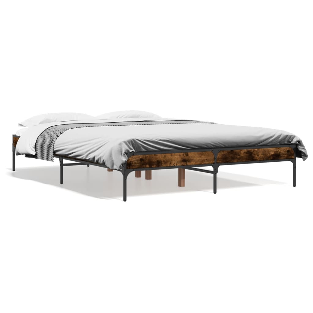 Bed Frame without Mattress Smoked Oak 120x200 cm