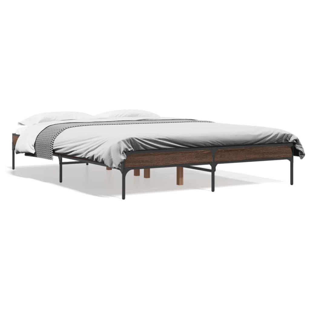 Bed Frame without Mattress Brown Oak 120x200 cm