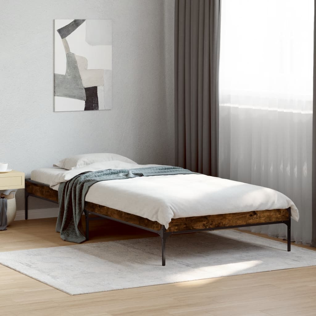 Bed Frame without Mattress Smoked Oak 100x200 cm