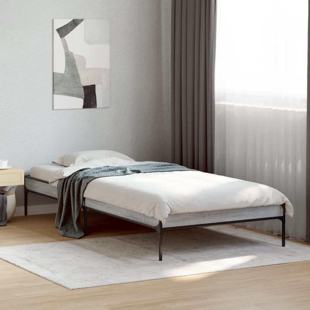 Bed Frame without Mattress Grey Sonoma 100x200 cm