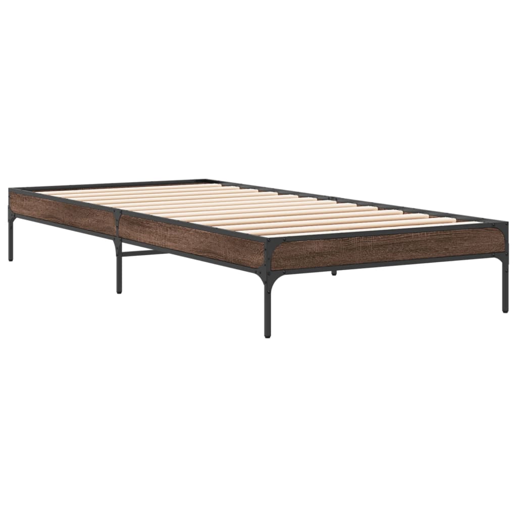 Bed Frame without Mattress Brown Oak 90x200 cm