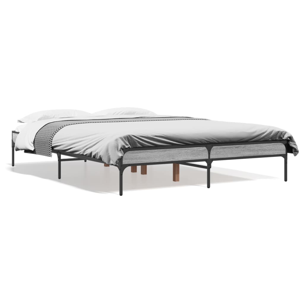 Bed Frame without Mattress Grey Sonoma 135x190 cm Double