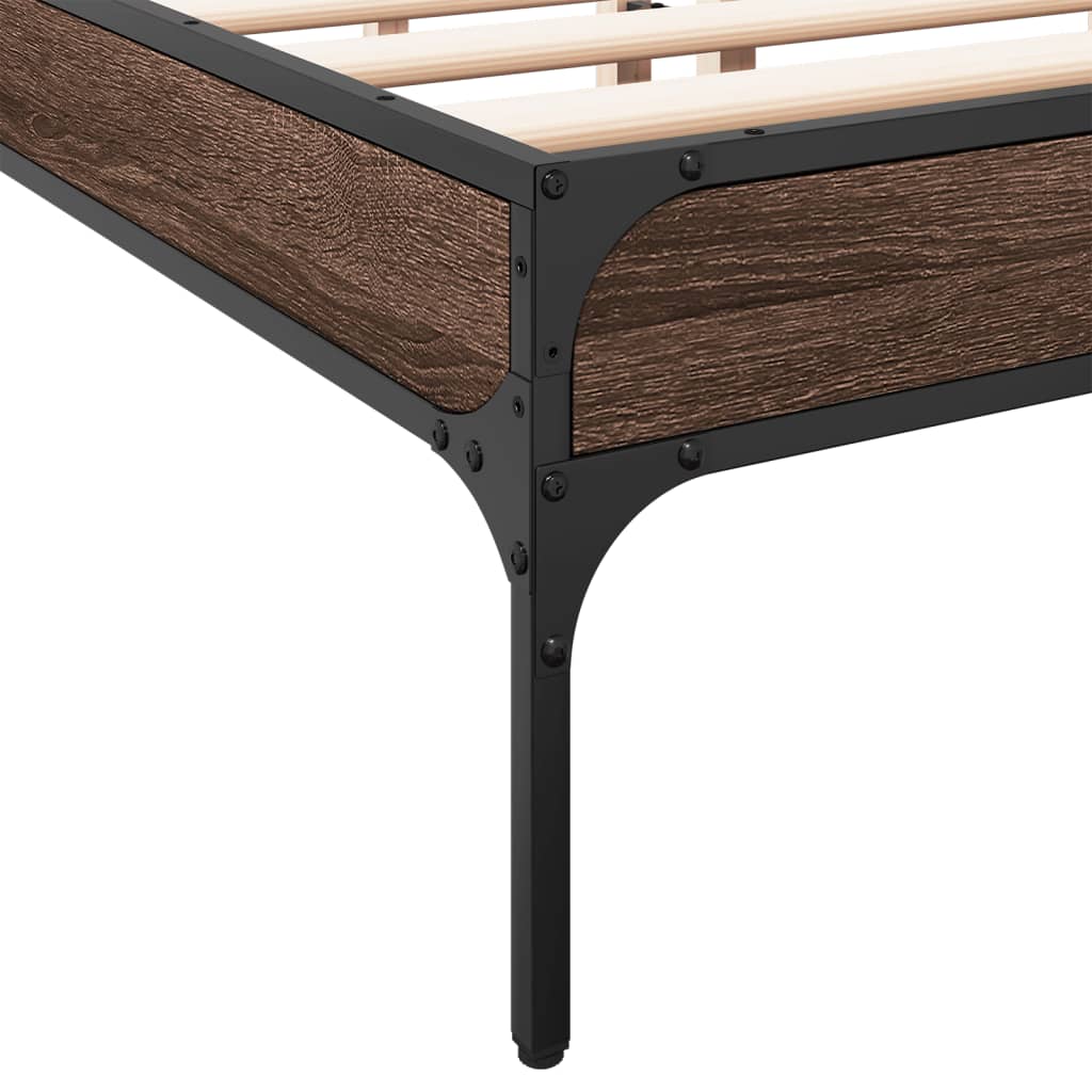 Bed Frame without Mattress Brown Oak 135x190 cm Double