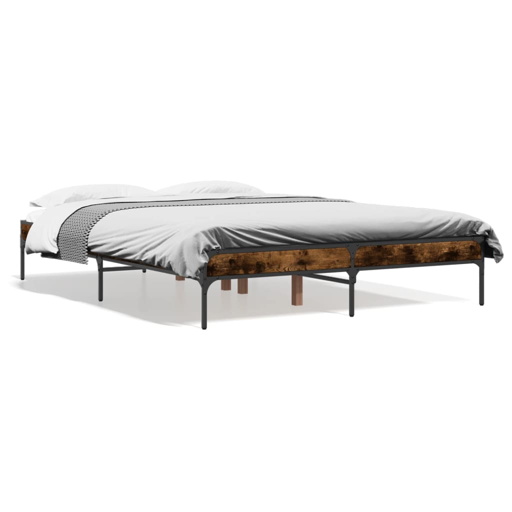 Bed Frame without Mattress Smoked Oak 120x190 cm Small Double