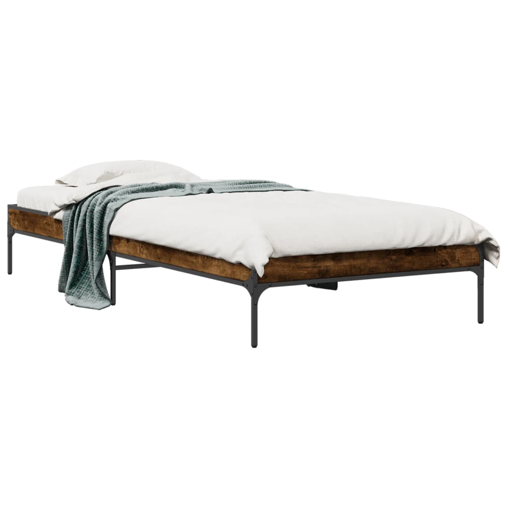 Bed Frame without Mattress Smoked Oak 90x190 cm Single