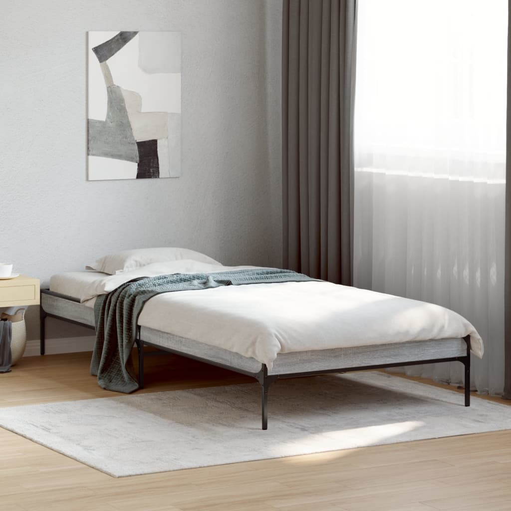 Bed Frame without Mattress Grey Sonoma 90x190 cm Single