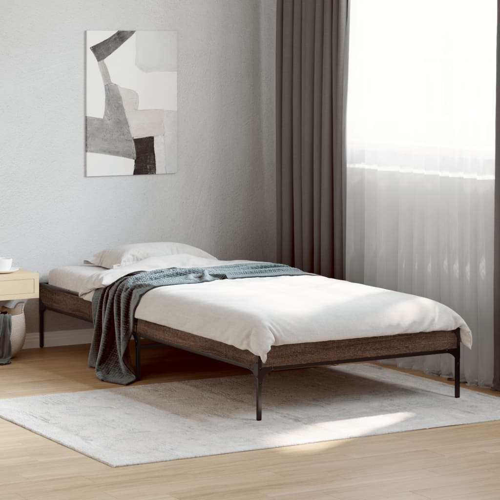 Bed Frame without Mattress Brown Oak 90x190 cm Single