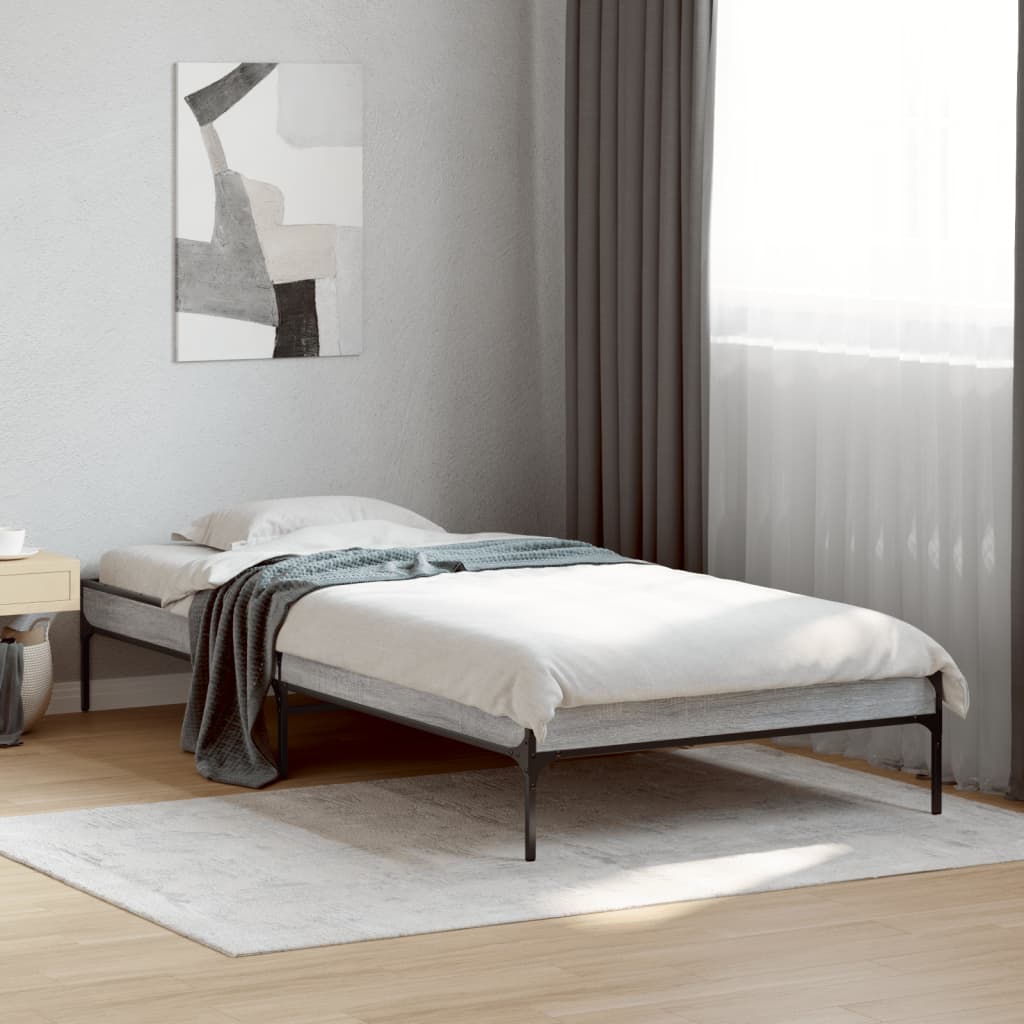 Bed Frame without Mattress Grey Sonoma 75x190 cm Small Single