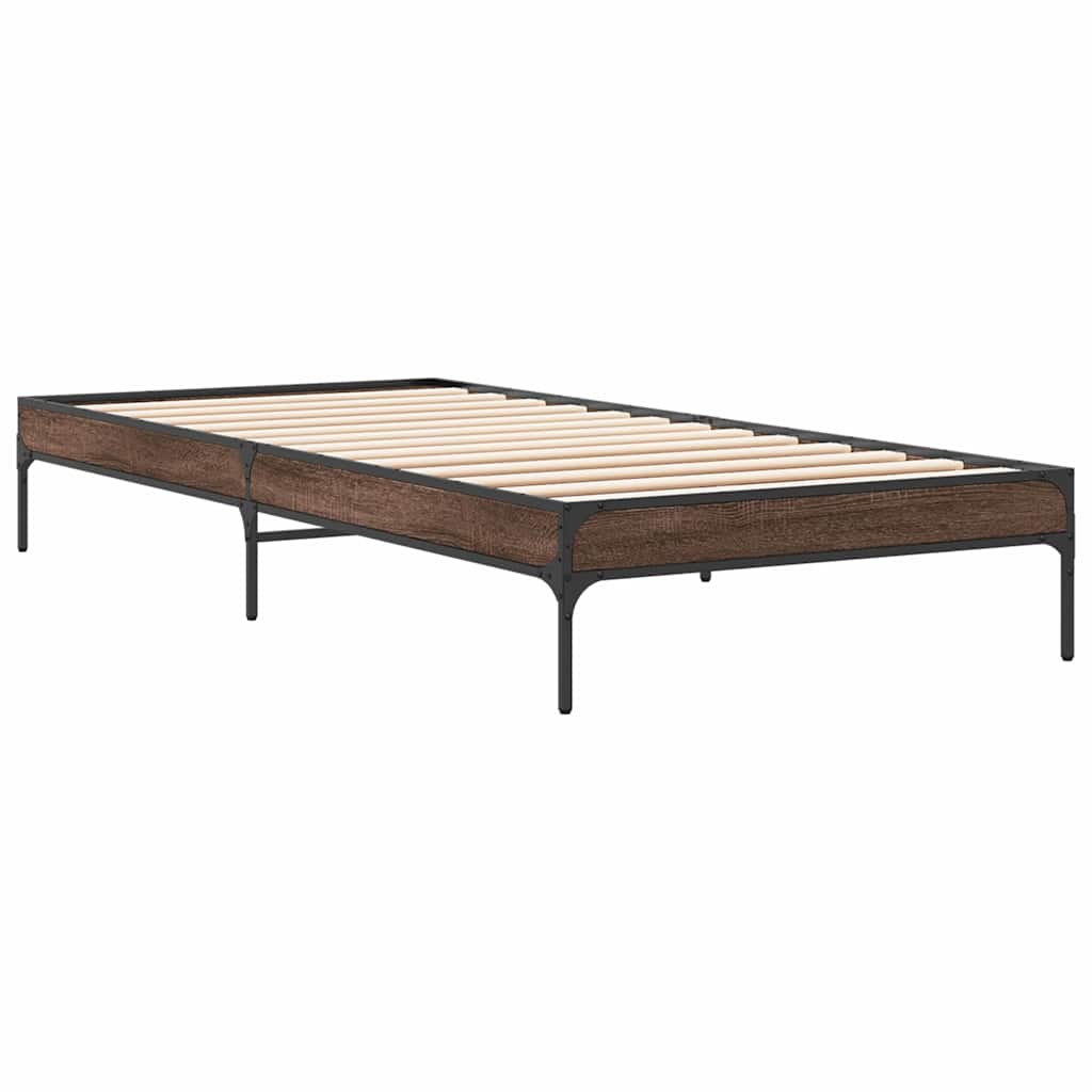 Bed Frame without Mattress Brown Oak 75x190 cm Small Single