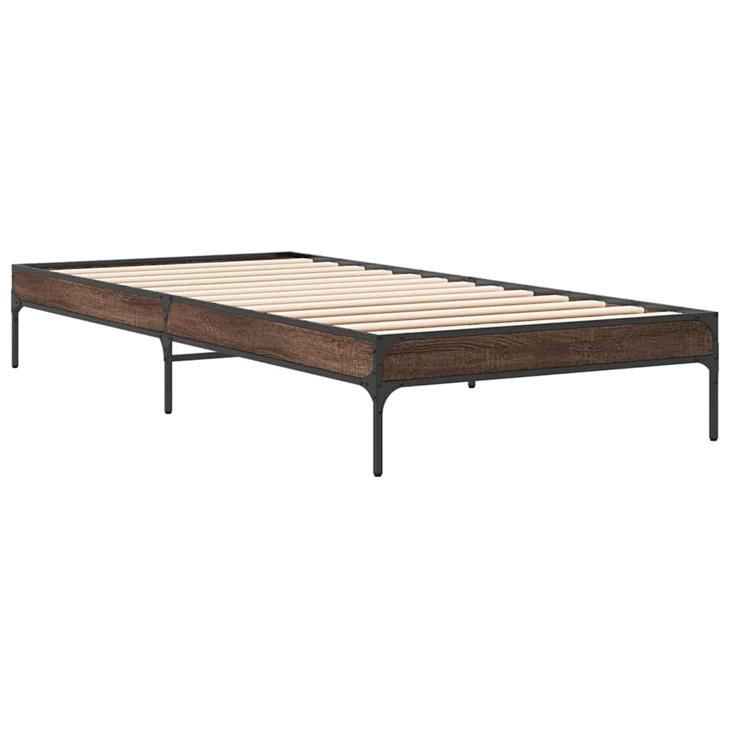 Bed Frame without Mattress Brown Oak 75x190 cm Small Single