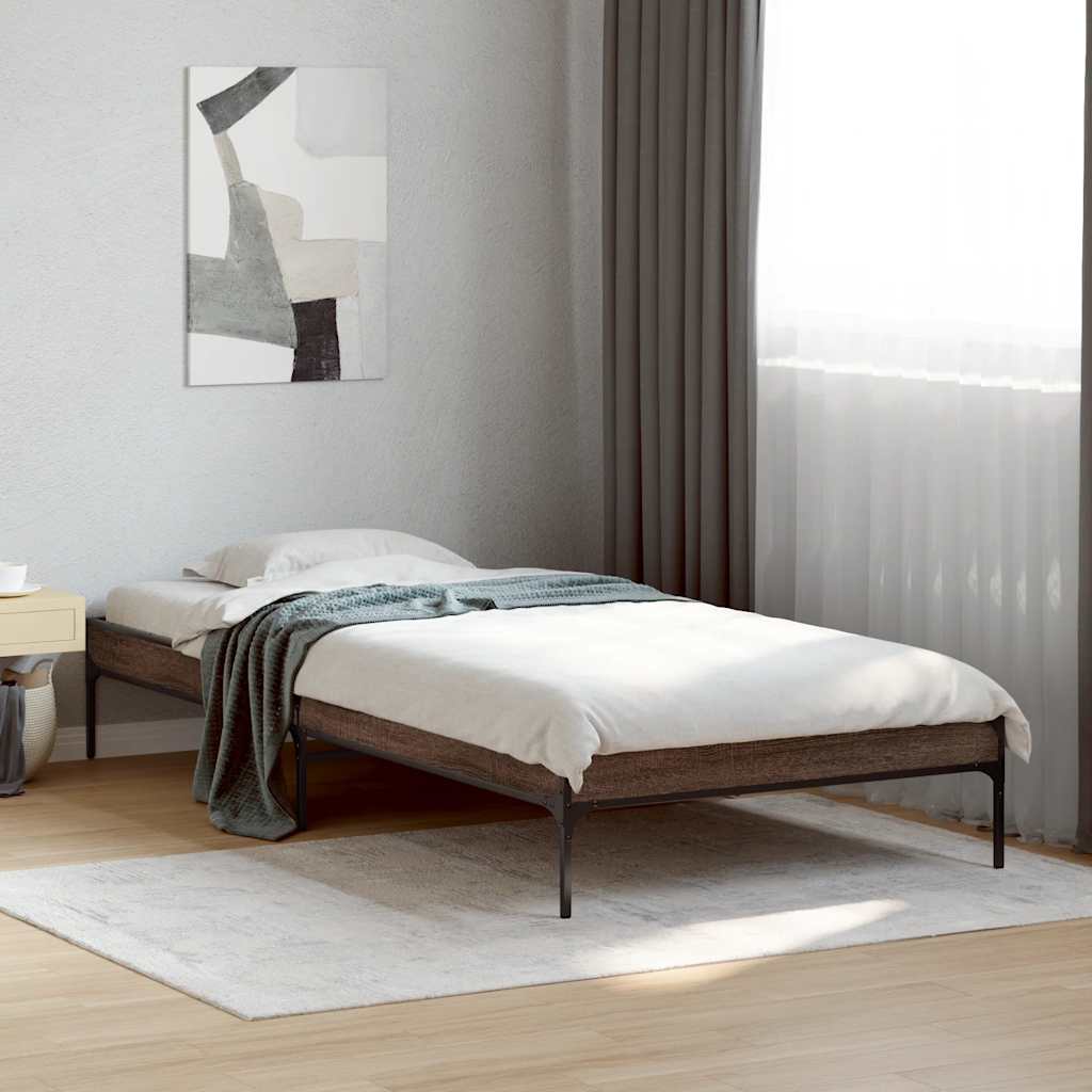 Bed Frame without Mattress Brown Oak 75x190 cm Small Single