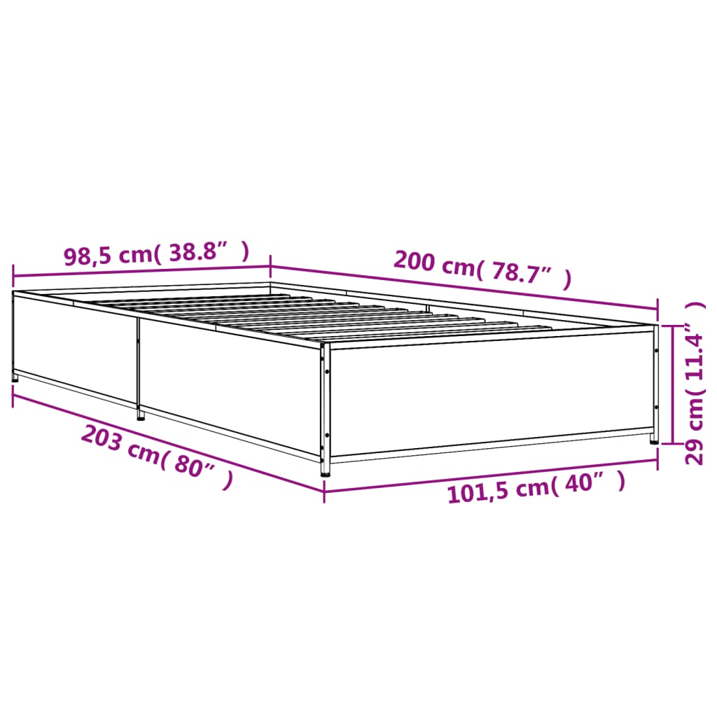 Bed Frame without Mattress Sonoma Oak 100x200 cm