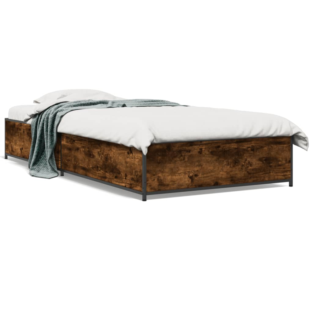 Bed Frame without Mattress Smoked Oak 100x200 cm