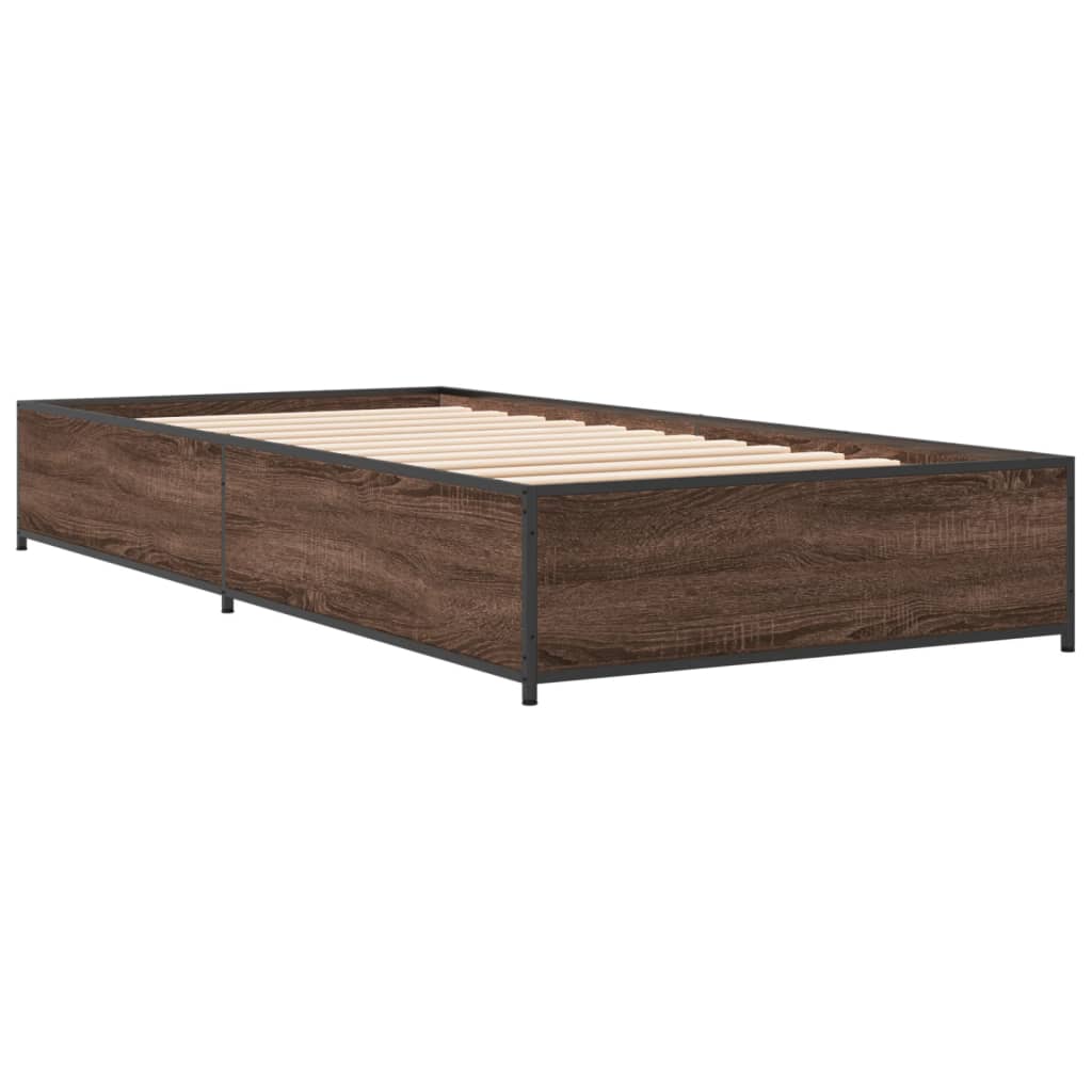 Bed Frame without Mattress Brown Oak 100x200 cm