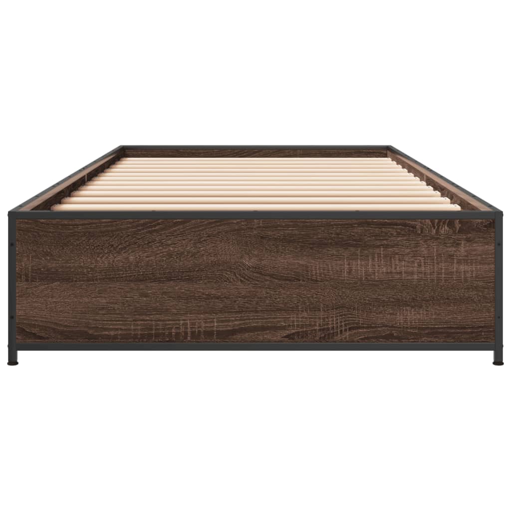 Bed Frame without Mattress Brown Oak 100x200 cm
