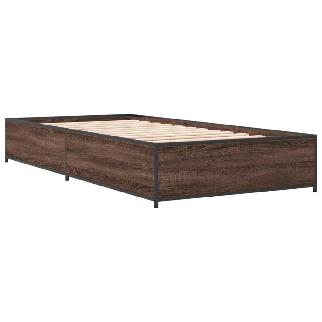 Bed Frame without Mattress Brown Oak 100x200 cm