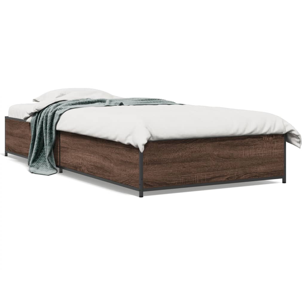 Bed Frame without Mattress Brown Oak 90x200 cm