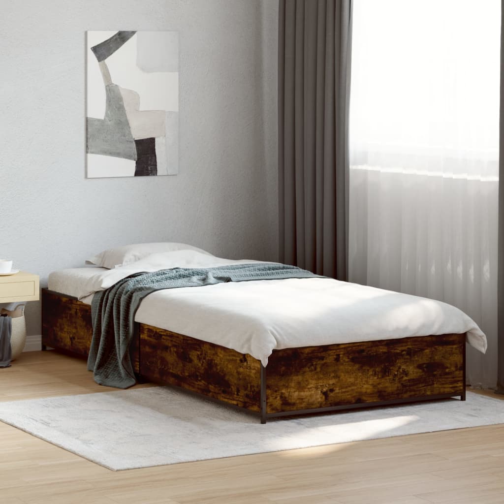 Bed Frame without Mattress Smoked Oak 90x190 cm Single
