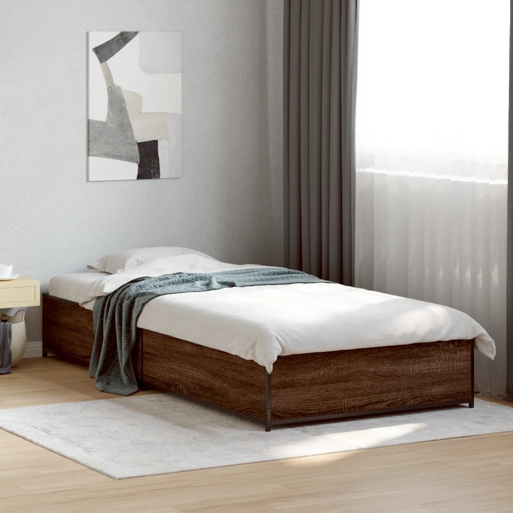 Bed Frame without Mattress Brown Oak 90x190 cm Single
