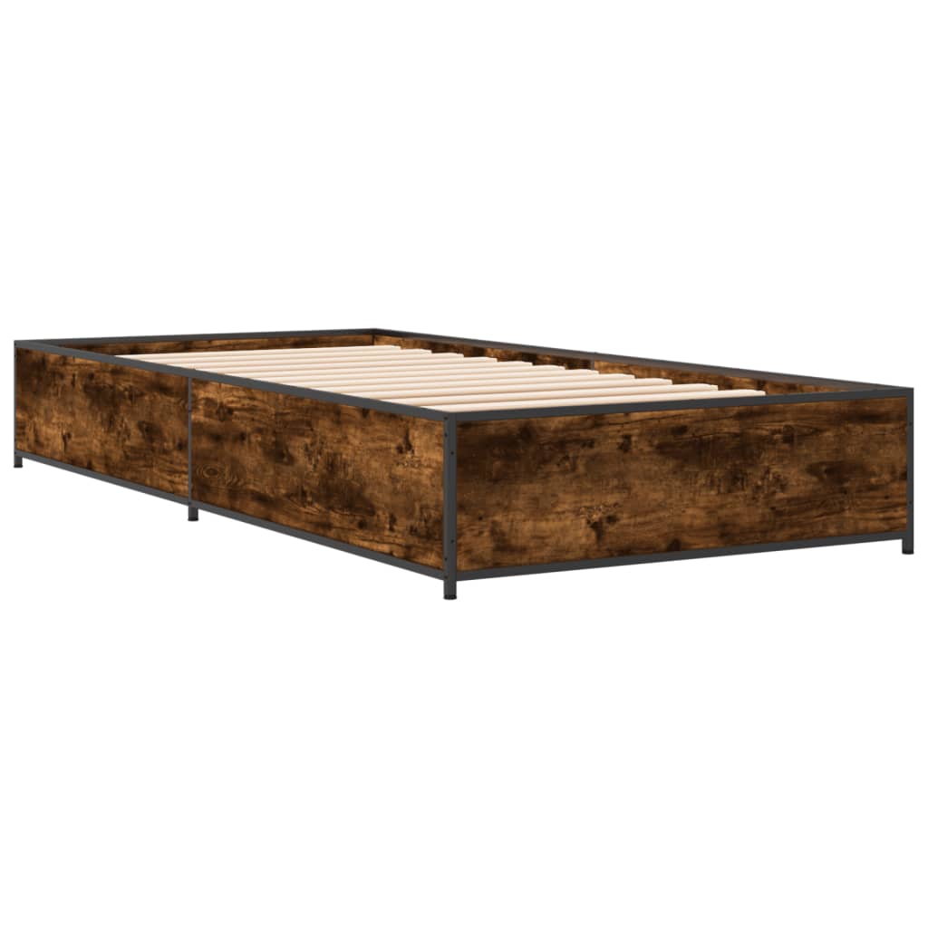 Bed Frame without Mattress Smoked Oak 75x190 cm Small Single
