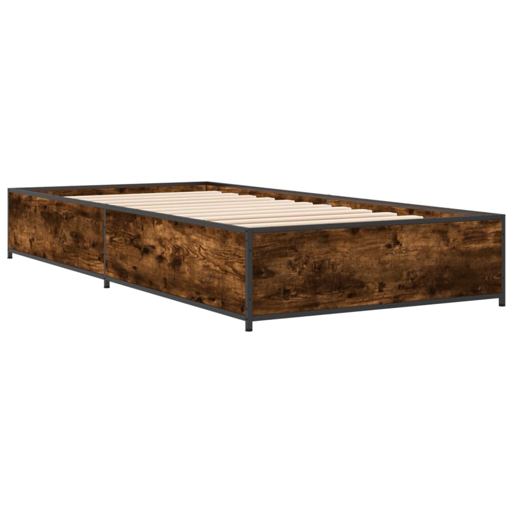 Bed Frame without Mattress Smoked Oak 75x190 cm Small Single
