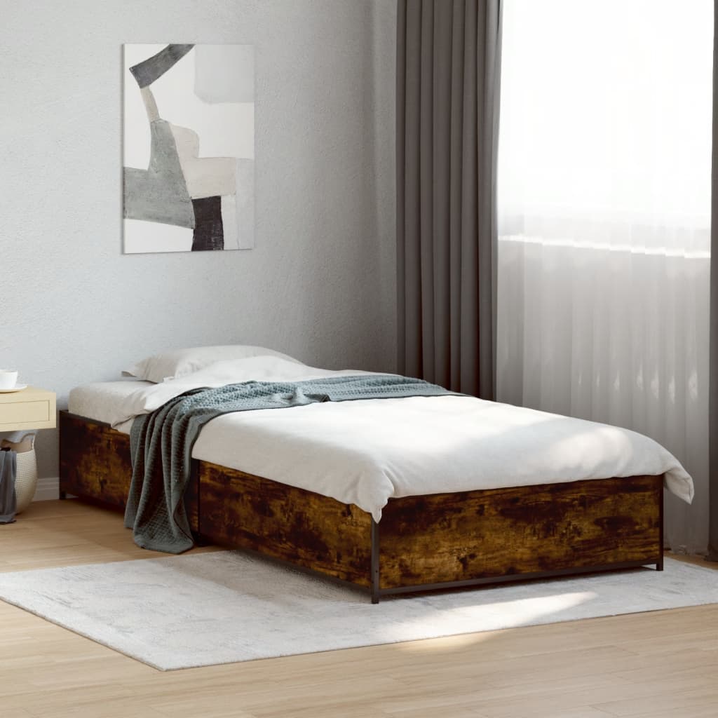 Bed Frame without Mattress Smoked Oak 75x190 cm Small Single