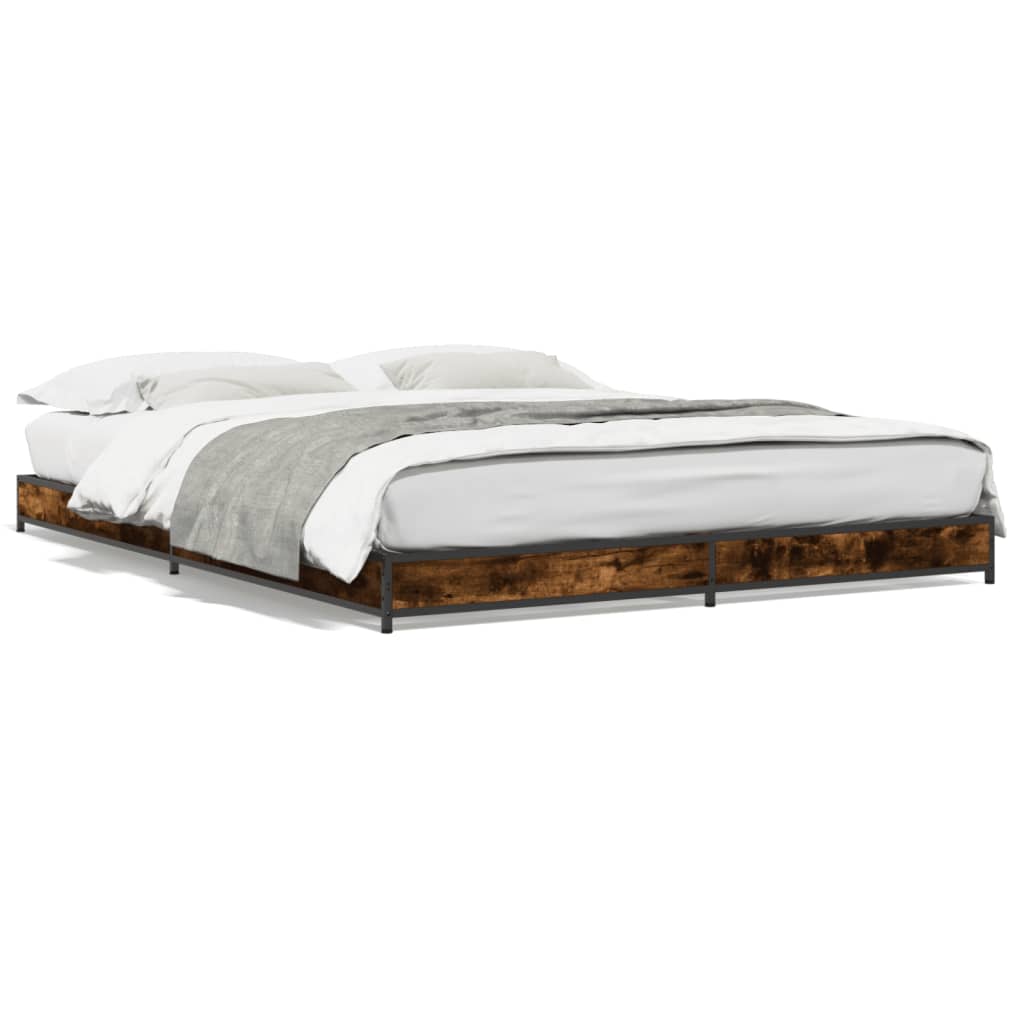 Bed Frame without Mattress Smoked Oak 120x200 cm