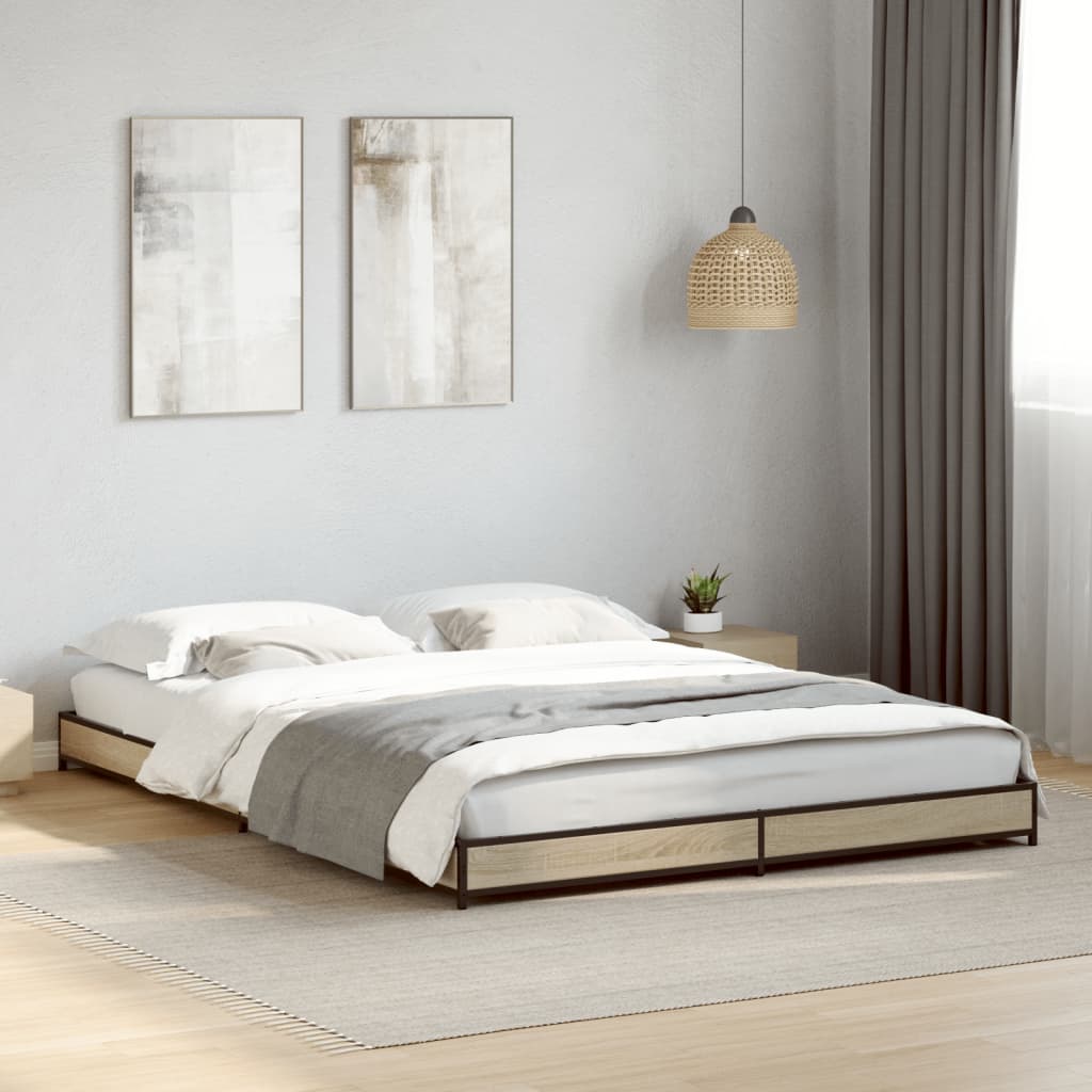 Bed Frame without Mattress Sonoma Oak 135x190 cm Double
