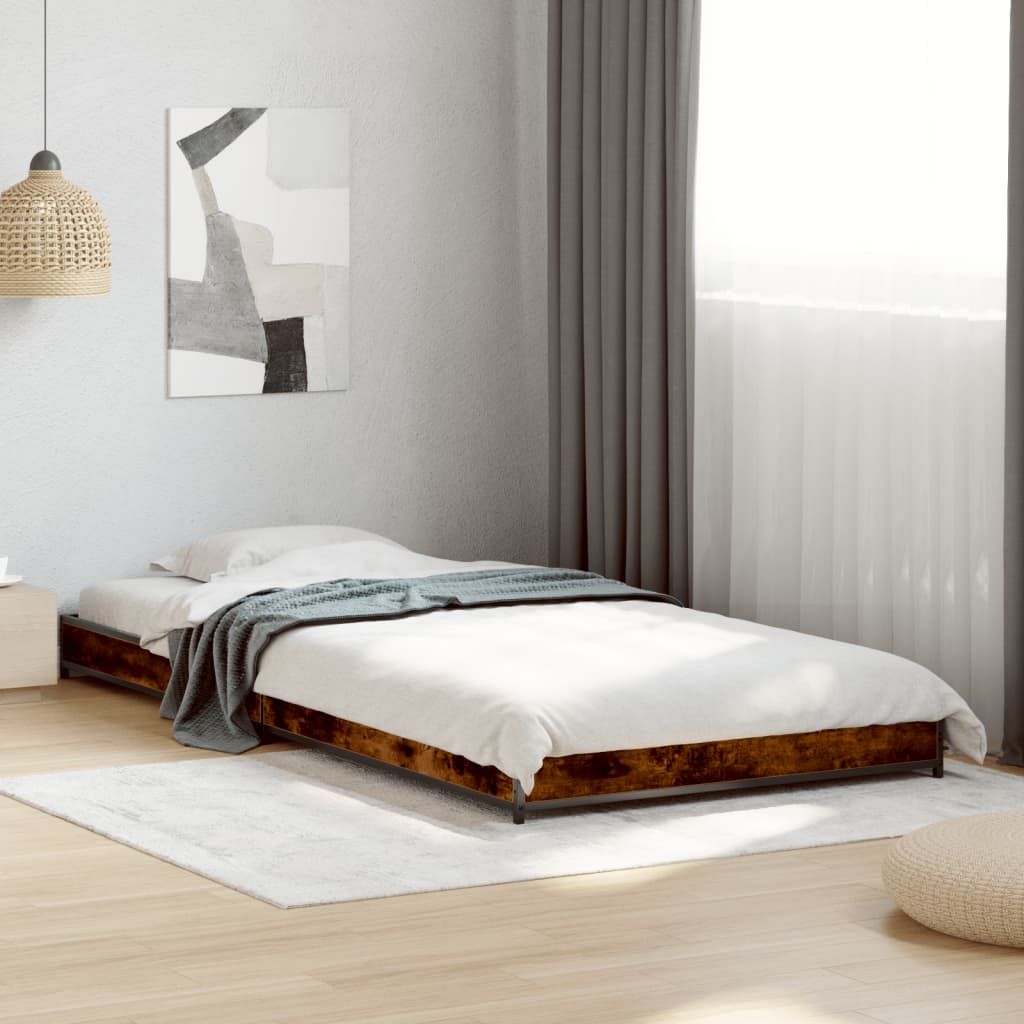 Bed Frame without Mattress Smoked Oak 100x200 cm