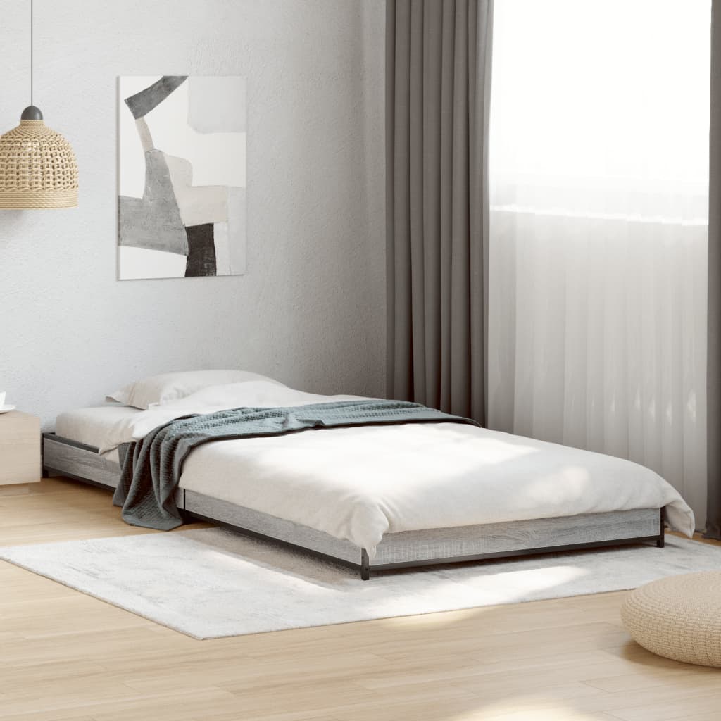Bed Frame without Mattress Grey Sonoma 90x200 cm