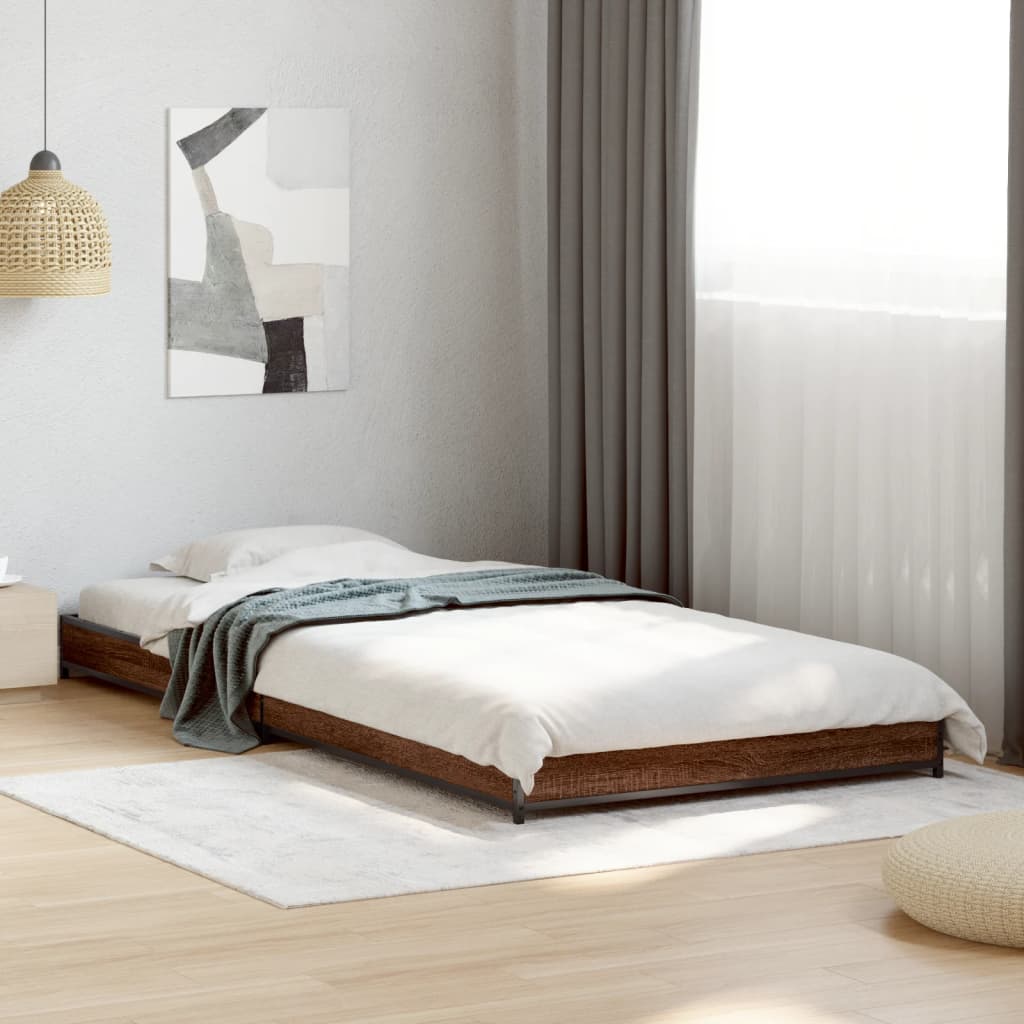 Bed Frame without Mattress Brown Oak 90x200 cm