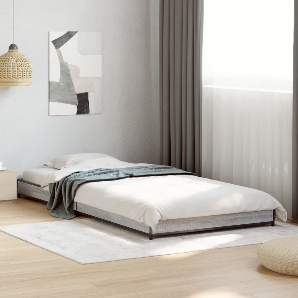 Bed Frame without Mattress Grey Sonoma 90x190 cm Single