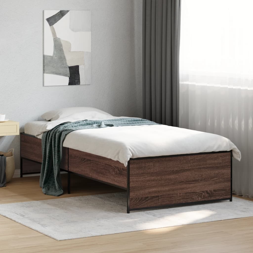 Bed Frame without Mattress Brown Oak 100x200 cm