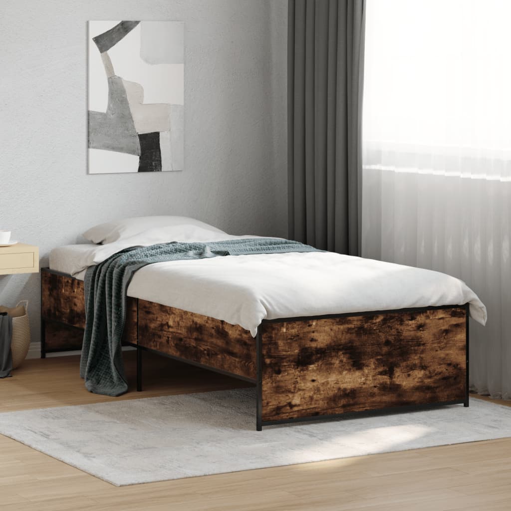 Bed Frame without Mattress Smoked Oak 90x200 cm