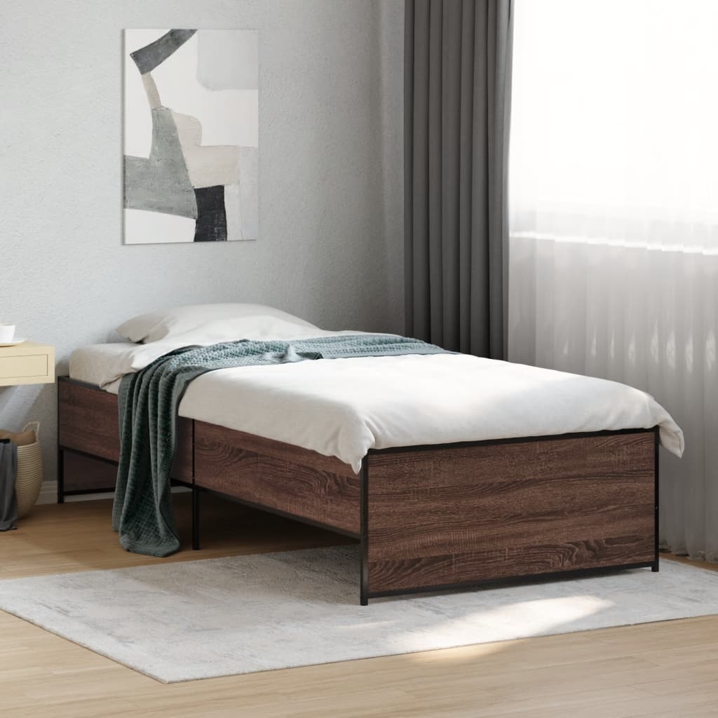 Bed Frame without Mattress Brown Oak 90x200 cm