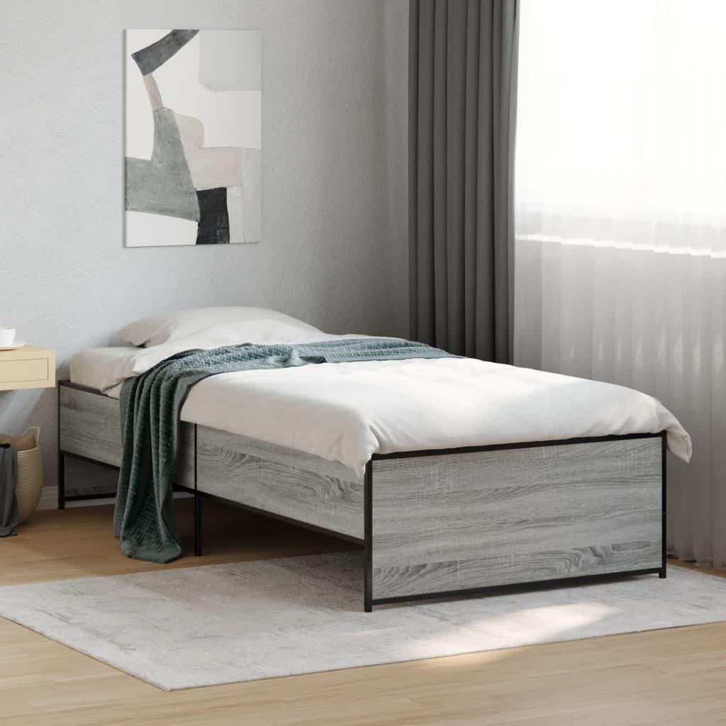 Bed Frame without Mattress Grey Sonoma 90x190 cm Single