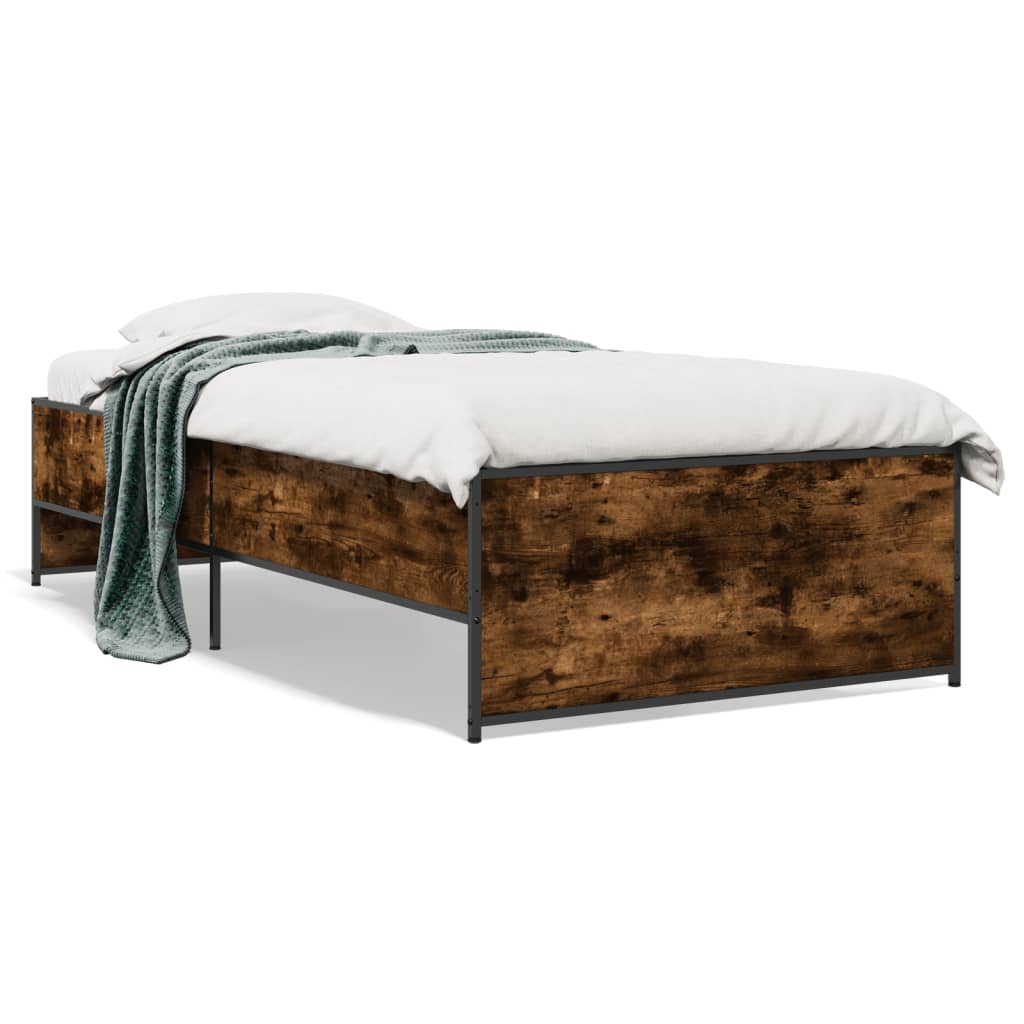 Bed Frame without Mattress Smoked Oak 75x190 cm Small Single