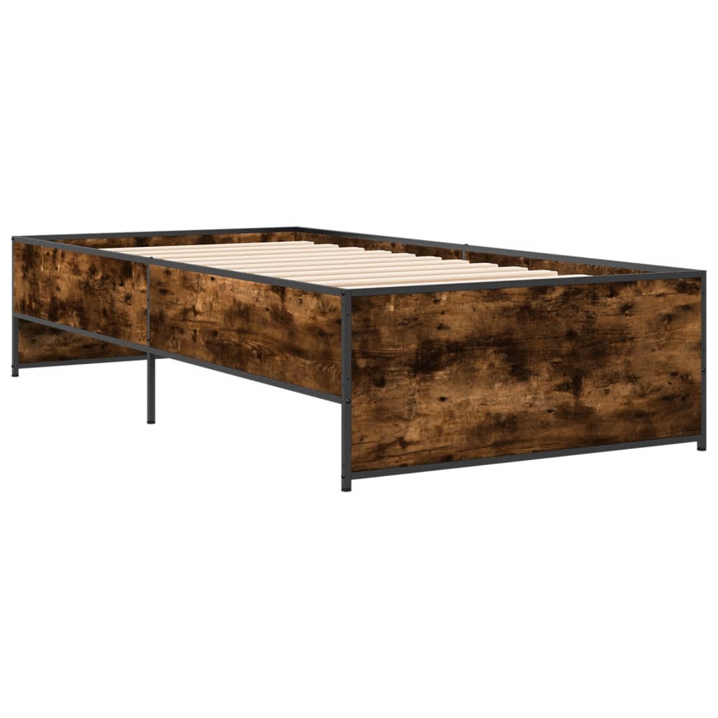 Bed Frame without Mattress Smoked Oak 75x190 cm Small Single