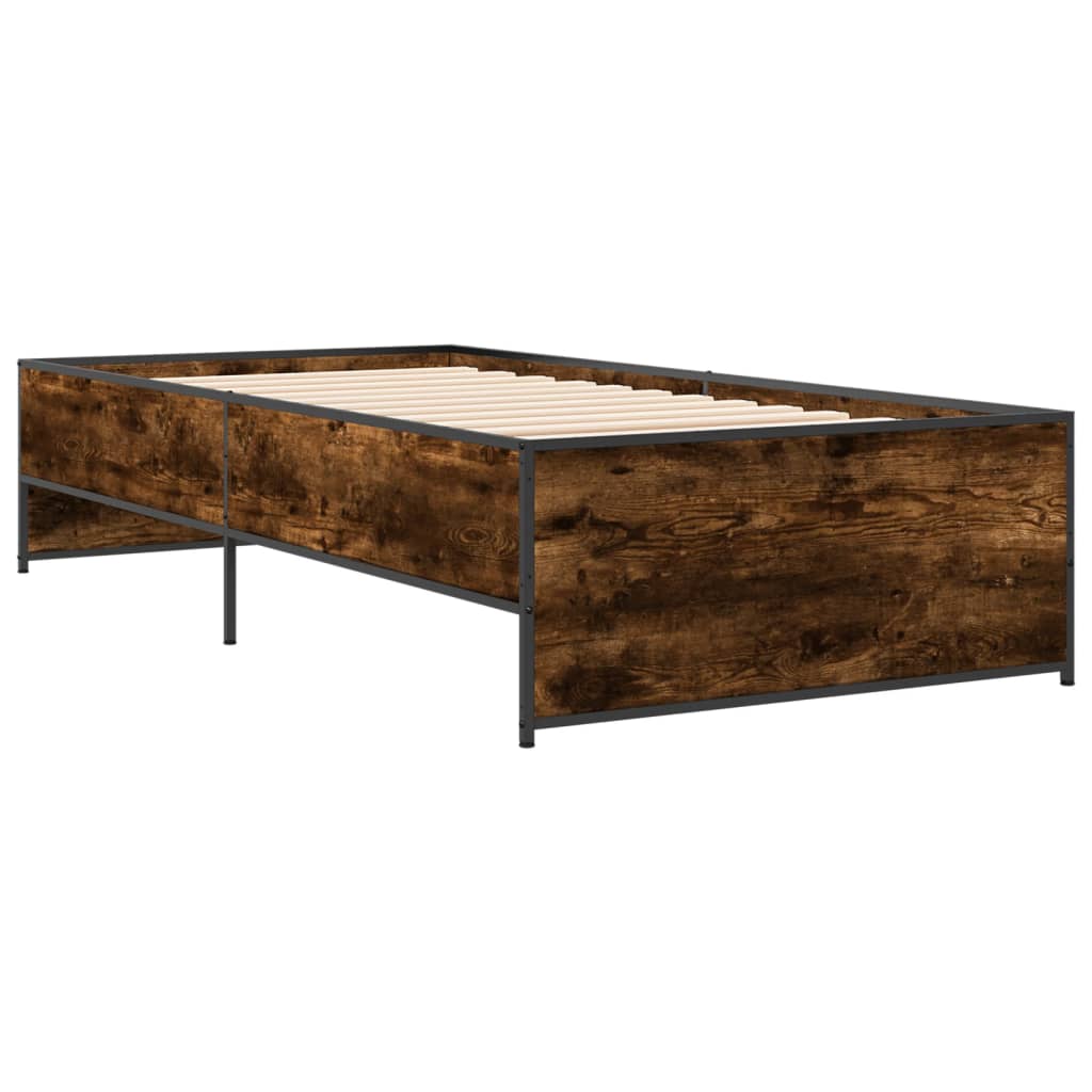 Bed Frame without Mattress Smoked Oak 75x190 cm Small Single