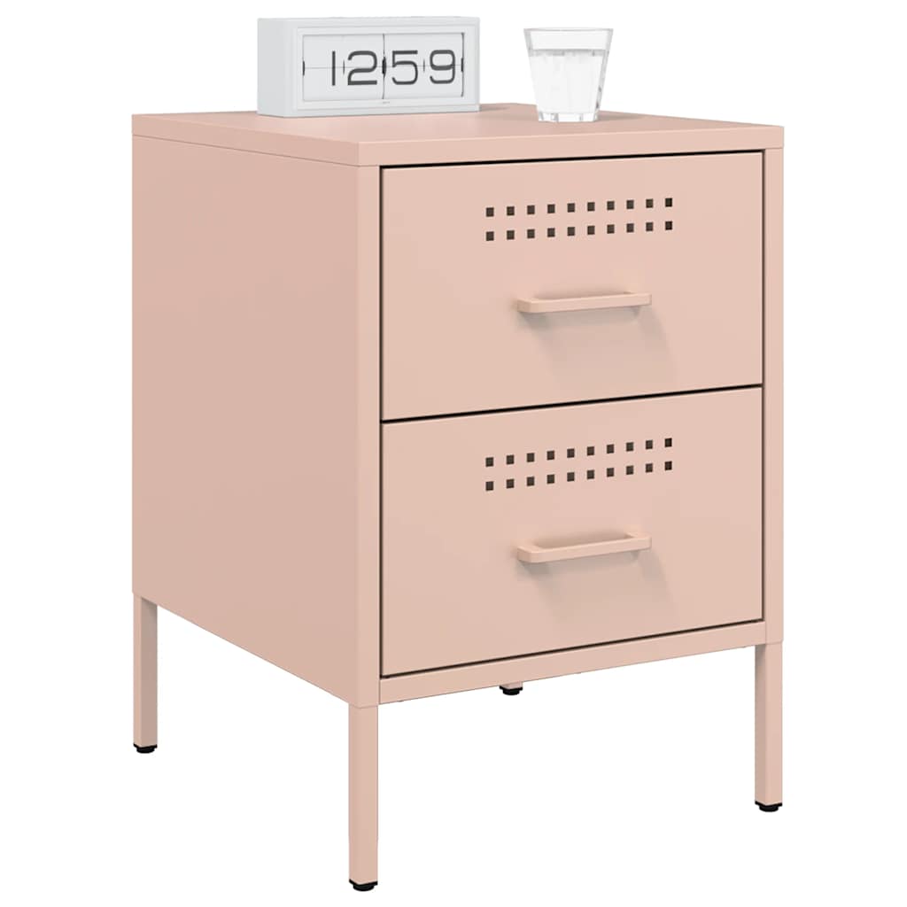 Bedside Cabinets 2 pcs Pink 36x39x50.5 cm Steel