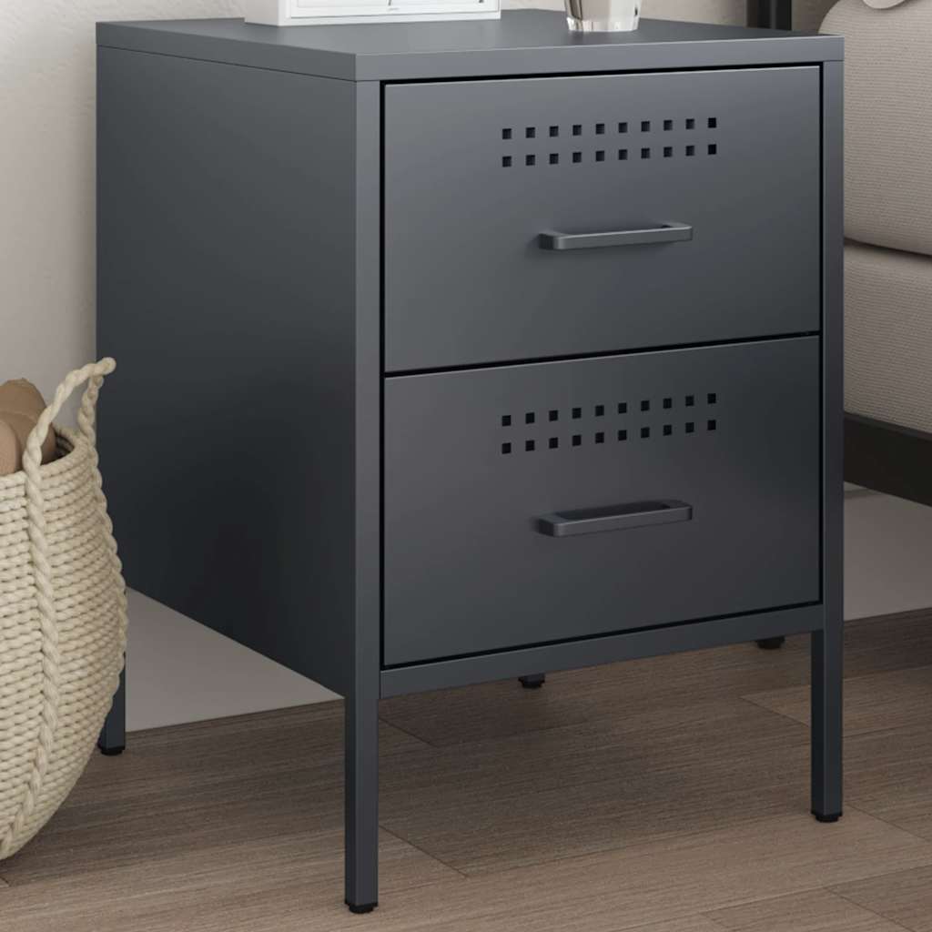 Bedside Cabinet Anthracite 36x39x50.5 cm Steel