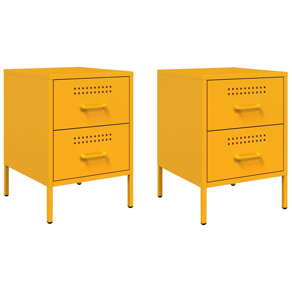 Bedside Cabinets 2 pcs Mustard Yellow 36x39x50.5 cm Steel