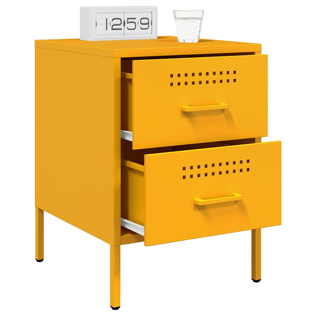 Bedside Cabinets 2 pcs Mustard Yellow 36x39x50.5 cm Steel